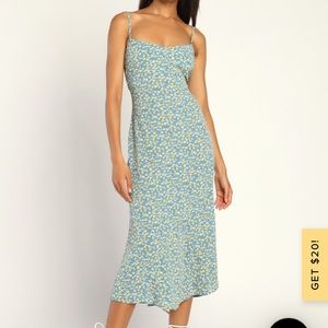 Floral blue midi dress